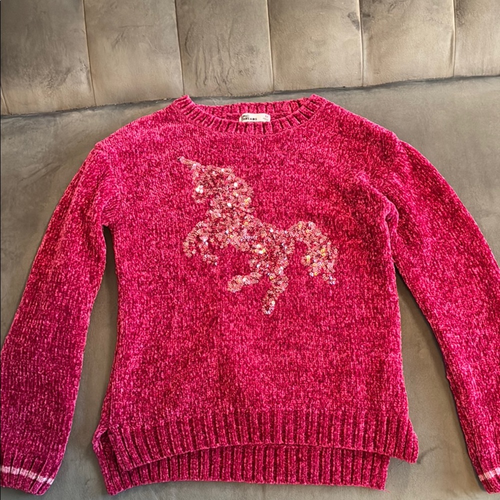 Epic Threads Pink Crew Neck Sweater with Unicorn Design (S101)